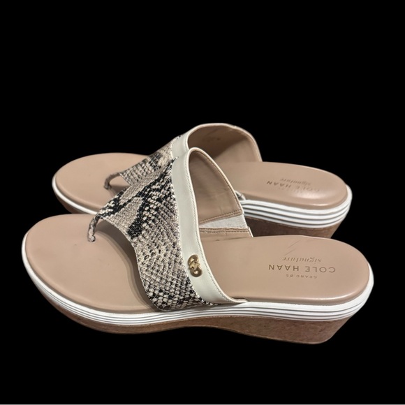 Cole Haan Snake Print Wedge Sandals, Size 9, Like New, Quiet Luxury - Picture 3 of 6